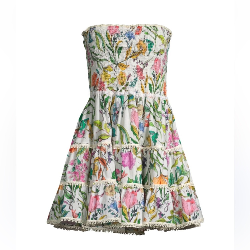 PQ Swim Women's Wren Strapless Cover-up Minidress In Wild Bloom. Size M/L